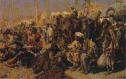 Leopold Carl Muller Market Place Outside the Gates of Cairo. oil painting reproduction